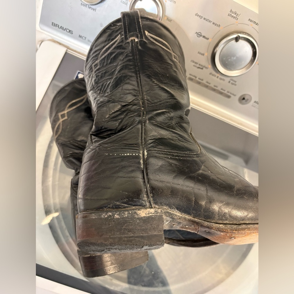 Tony Lama Black Bullhide 2205 Western Boots - Picture 13 of 14